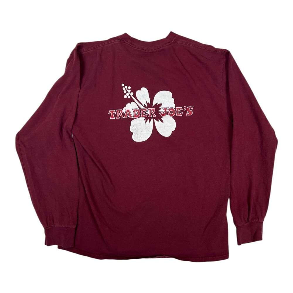 Trader Joe’s Employee Long Sleeve Shirt Size L Red OG Logo Double Sided